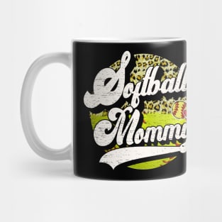 Softball Mommy Vintage Leopard Softball Family Matching Mug